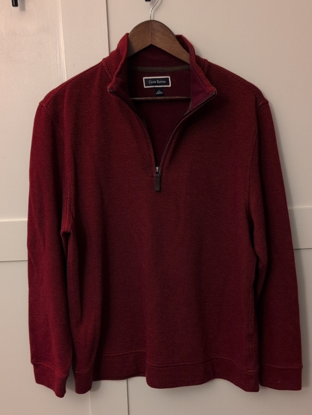 Club Room Men's Burgundy Half-Zip Sweater